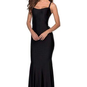 NWT La Femme 28568 Jersey Prom Dress Black Size 10